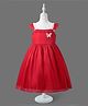 Mark & Mia Frill Sleeves Party Frock with Butterfly Embroidery - Red
