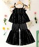 Saka Designs By Sapna Sleeveless Sequins & Mirror Work Detailed Kurta With Coordinating Sharara Set - Black