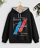 Trampoline Fleece Full Sleeves Think Positive Text Printed Hooded Sweatshirt - Black