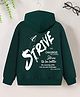 Trampoline Fleece Full Sleeves Strive Text Back Printed Hooded Sweatshirt - Green