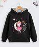 Trampoline Fleece Full Sleeves Sparkle When You're Sleeping Text Printed Hooded Sweatshirt - Black
