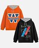 Trampoline Fleece Pack Of 2 Full Sleeves Typography Printed Hooded Sweatshirts - Orange & Black