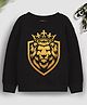 Trampoline Fleece Full Sleeves Lion Printed Sweatshirt - Black