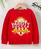 Trampoline Fleece Full Sleeves Varsity Soccer Text Printed Sweatshirt - Red