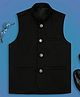 KIDS ISLAND Sleeveless Solid Nehru Jacket - Black