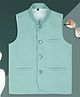 KIDS ISLAND Sleeveless Solid Nehru Jacket - Light Green