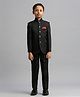 KIDS ISLAND Full Sleeves Solid Jodhpuri Blazer With Pant - Black