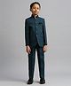 KIDS ISLAND Full Sleeves Solid Jodhpuri Blazer With Pant - Teal Blue
