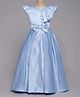 The Magic Wand Woven Cap Sleeves Bow Applique Detailed Gown - Blue