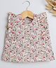 The Magic Wand Cotton Sleeveless Floral Printed Ruffle Detailed Top - Beige