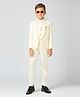 KIDS ISLAND Full Sleeves 4 Piece Sequins Embellished Coordinating Party Suit Set With Bow - Cream