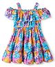 Babyhug Rayon Woven Cold Shoulder Sleeves Frock With Floral Print - Multicolor