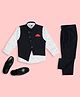 KIDS ISLAND Full Sleeves Dots Printed 3 Piece Party Suit Set - Navy Blue