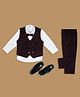 KIDS ISLAND Full Sleeves 3 Piece Solid Coordinating Party Suit Set With Bow - Wine