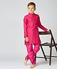 KIDS ISLAND Chanderi Full Sleeves Abstract Foil Printed Kurta Pyjama Set - Rani Pink