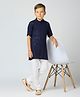 KIDS ISLAND Cotton Full Sleeves Sequins Embellished Kurta Pyjama Set - Navy Blue
