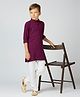 KIDS ISLAND Cotton Full Sleeves Sequins Embellished Kurta Pyjama Set - Wine