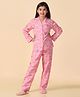 Piccolo Cotton Woven Full Sleeves Deer Printed Coordinating Night Suit Set With Flip Flops - Pink