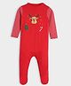 Somersault Full Sleeves Reindeer Patch Detailed Sleepsuit - Red