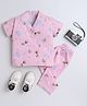 The Magic Wand Cotton Woven Half Sleeves Animals Printed Coordinating Night Suit Set - Pink
