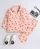 The Magic Wand Cotton Woven Full Sleeves Apple & Floral Printed Coordinating Night Suit Set - Peach