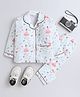 The Magic Wand Cotton Woven Full Sleeves Princess Printed Coordinating Night Suit Set - Sea Green