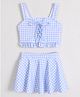 Mark & Mia Sleeveless Two Piece Swimsuit with Checkered Print & Lace Detailing - Light Blue