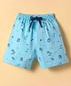 Pink Rabbit Single Jersey Knit Knee Length Shorts with Beach Theme Print - Aqua Blue