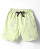 Pink Rabbit Single Jersey Knit Knee Length Shorts With Floral Print - Light Green