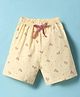 Pink Rabbit Single Jersey Knit Knee Length Shorts With Cycle Print - Yellow