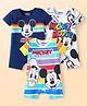 Babyhug Disney Interlock Knit Half Sleeves Rompers with Mickey Mouse & Friends Graphics  Pack of 3 - Navy Blue & White