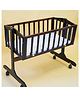 Furnifest Baby Wooden Cradle & Crib with Mosquito Net and Wheels, Ideal for Newborns up to 12 Months - Dark Brown