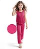 Arias Woven Sleeveless Pleated Solid Color Top & Trouser Set - Dark Pink