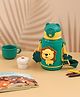Yellow Bee Stainless Steel Insulated Flask with 3D Lion Design and Protective Cover Dark Green and Yellow -450 ml
