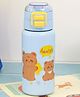 Yellow Bee Stainless Steel Insulated Flask with Cute Bear and Happiness Design Blue - 520 ml