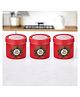 Sanjeev Kapoor Steel 3 Pcs High Gloss Enamel Round Canister Set pack of 3 -500 ml,Red