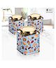 Sanjeev Kapoor Steel High Gloss Enamel Square Canister Set Pack of 3, 500 ml-BLUE