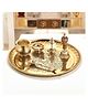 Sanjeev Kapoor Traditional Brass Designer Puja Thali Set- 6 Round Panchamrut Pooja Set ,1 Pooja Thali,1 Kalash,1 Bell,1 Spoon,1 Diya,1 Agarbati Stand
