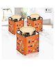 Sanjeev Kapoor Steel 3 Pcs High Gloss Enamel Square Canister Set Pack of 3 ,500 ml -ORANGE
