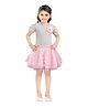 Lei-Chie Lurex Half Cold Shoulder Sleeves Floral Applique Detailed Top & Skirt Set - Pink