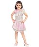 Lei-Chie Sleeveless Floral Applique Detailed Sequins Embellished Top With Coordinating Skirt Set - Pink
