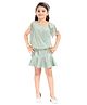 Lei-Chie Half One Shoulder Floral Applique Detailed Top With Coordinating Skirt Set - Green