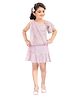 Lei-Chie Half One Shoulder Floral Applique Detailed Top With Coordinating Skirt Set - Pink
