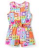 Babyhug Cotton Knit Sleeveless Jumpsuit with Jungle Theme Print & Bow Applique - Multicolor