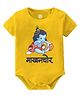 Baby Buzz 100% Cotton Half Sleeves Makhanchor  Text Printed Onesie - Yellow