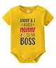 Baby Buzz 100% Cotton Family Theme Half Sleeves Daddy & I Agree Mommy Is The Boss Text Printed Onesie - Yellow