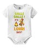 Baby Buzz 100% Cotton Lohri Theme Half Sleeves Balle Balle Its Lohri Day Text Printed Onesie - White
