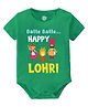 Baby Buzz 100% Cotton Lohri Theme Half Sleeves Balle Balle Happy Lohri Text Printed Onesie - Green