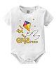 Baby Buzz 100% Cotton Makar Sankranti Theme Half Sleeves Ae Lapet Gujrati Text Printed Onesie - White