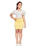 Lei-Chie Half Sleeves Floral Applique Mesh Detailed Bodycon Dress With Belt - Yellow
